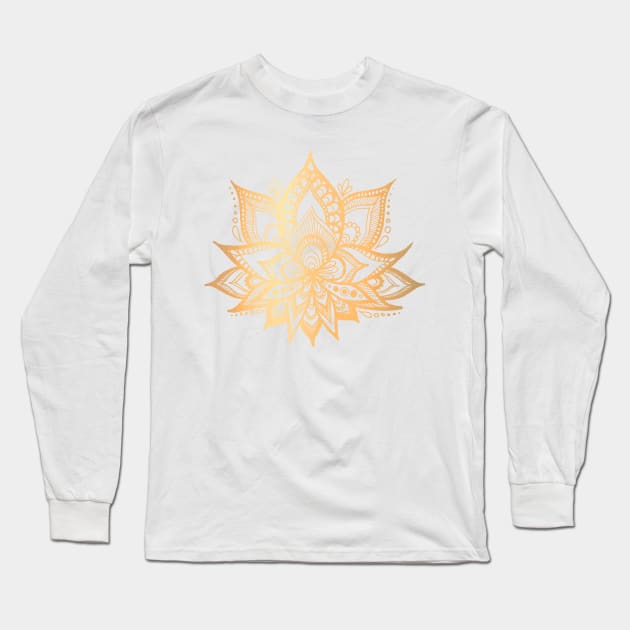 Sacred Gold Lotus Flower Long Sleeve T-Shirt by julieerindesigns